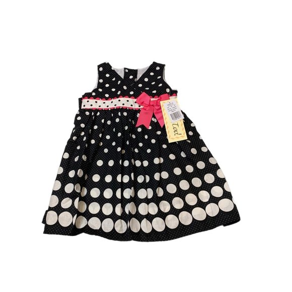 Robe De Fête Rare Editions Too Girls - Taille 4, Motifs Fleurs Et Points, Marron/rose/blanc, NEUVE Avec étiquette